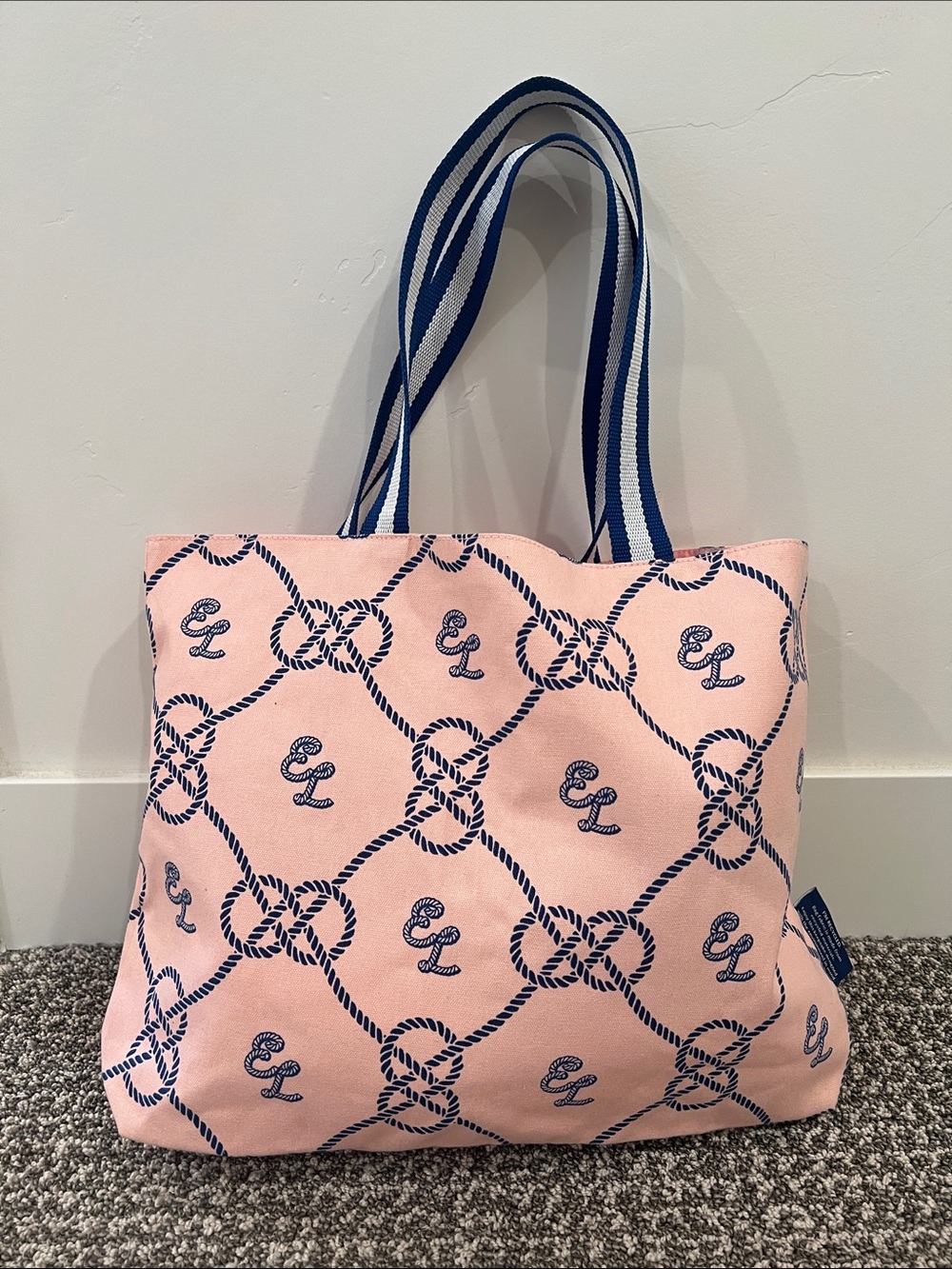 Estèe Lauder Rope-Print Tote Bag with Navy Straps NWOT